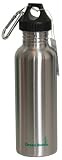 Green Bottle 25-Ounce Stainless Steel Water Bottle with Screw Top, Stainless Steel Design