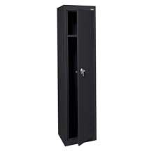 Sandusky Lee LF11151866-09 Black Steel Powder Coat 1 Tier Welded Storage Locker, 66" Height x 15" Width x 18" Depth, 2 Shelves