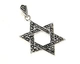 Sterling Silver Marcasite Jewish Star of David Pendant