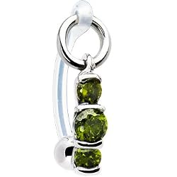 Olive Cubic Zirconia Trio Drop Bioplast Intimate Piercing