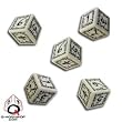 Q-Workshop: 5 Dice Set - Carved Elvish / Elven d6 Dice / Die (White & Black)