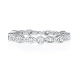 Diamond Antique Style 18k White Gold Eternity Wedding Band Ring