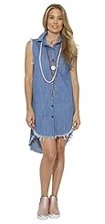 Sleeveless Asymmetric Vintage Denim/Polyester/Rayon/Spandex/Viscose  Shirt  Dress