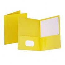 Oxford Leatherette Twin Pocket Portfolios, 8-1/2"x11", Yellow, 25/Box ESS57509