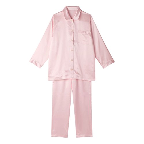 (ワコール)Wacoal 睡眠科学 レディース シルクサテン シャツパジャマ 長袖 上下セット シルク100％ 絹