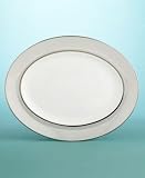 Martha Stewart Collection with Wedgwood Ribbon Stripe Platter in Silver, 13.75