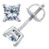 1/2 Carat I/SI3 Princess Certified Diamond Solitaire Stud Earrings in Platinum