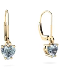 Genuine Aquamarine 14kt Yellow Gold Lever Back Earrings