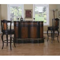 Click here to buy Powell Masterpiece Antique Black and Mahogany Bar and Bar Stools Set by Furniture.