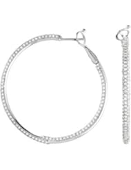 14K White Gold Diamond Inside Outside Hoop Earring