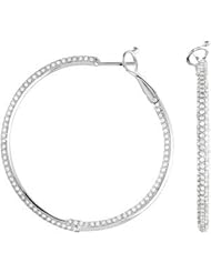 14K White Gold Diamond Inside Outside Hoop Earring
