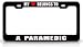 MY HEART BELONGS TO A PARAMEDIC Occupation Metal Auto License Plate Frame Tag Holder, Black/White
