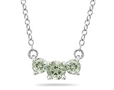 1.00 CTW Green Amethyst Three Stone Pendant Necklace 14K White Gold