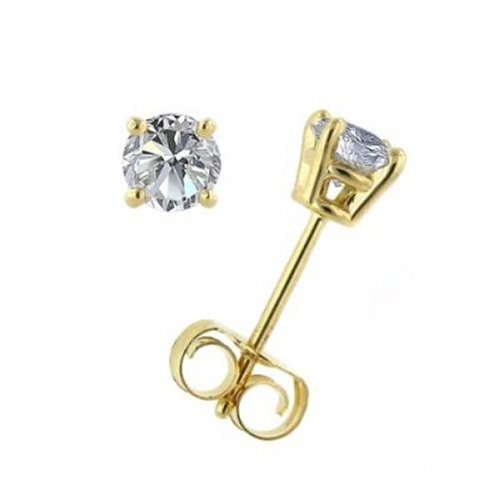14k Gold, Round, Diamond Stud Earrings (1/4 cttw, I-J Color, I1-I2 Clarity)