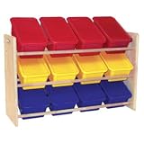 3-Tier Play Store Rack w/Dowel-12 Asst Bins w/lids ~ ECR4Kids