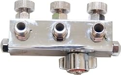 3 Way Metered Airbrush Manifold 1/4"BSP Female-3 1/8"BSP Male