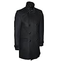 Jones Oxford Double Breasted Wool Funnel Neck Overcoat