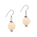 Sterling Silver .925 Iridescent Pink Round Genuine Freshwater Cultured Coin Pearl Bali Bead Dangle Hook Earrings