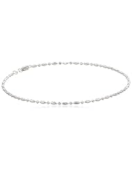 Italian Sterling Silver Rhodium Plated Diamond Cut Oval and Round Beads Mezzaluna Chain Necklace