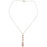 14k Yellow Gold Natural Pink Coral Drop Pendant, 16