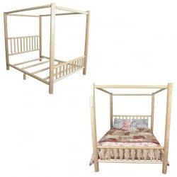 Cumberland Bay Canopy Bed - Queen (White Cedar) (89L x 68W x 80H) by Adirondack Furniture
