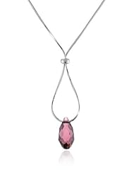 Italian Sterling Silver Swarovski Crystal Drop Loop Pendant Necklace, 18"