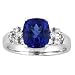 14k White Gold Cushion Tanzanite and Diamond Ring 2.80 TCW