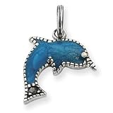 Sterling Silver Blue Enameled Dolphin Charm QC4023