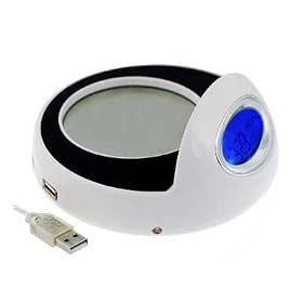 Pc-look - R�chauffe Tasse USB avec Horloge + Hub USB 4 Ports