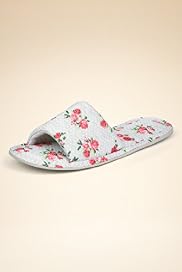 Open Toe Spotted Floral Mule Slippers