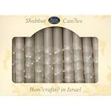 Handcrafted White Lace Jewish Shabbat Candles (Box of 12)