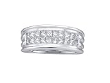 Mens 14k White Gold 1.00 ctw Diamond Wedding Band