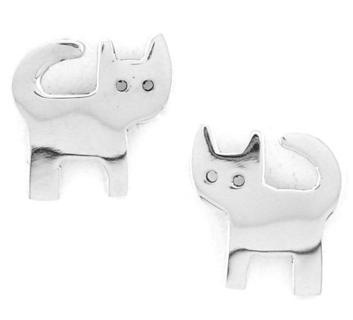 Kitty Cat Post Sterling Silver Earrings