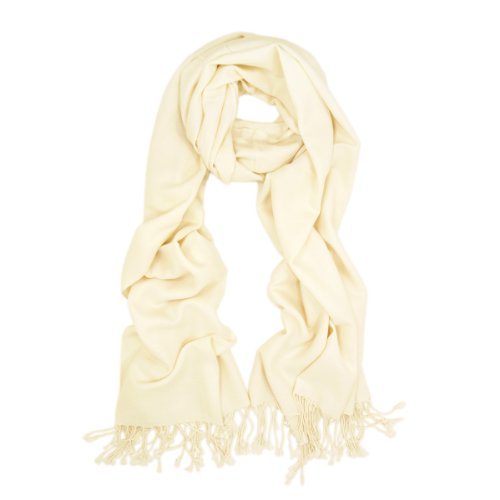 Premium Eco-Friendly Silky Soft Solid Color Bamboo Fiber Shawl Wrap Stole Scarf - Off White / Ivory