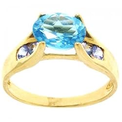 Blue Topaz and Tanzanite Gemstone Yellow Gold (14K)-November and December Birthstones