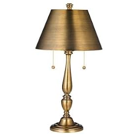 Brass Finish Library Metal Shade Table Lamp