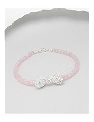 Bow Rose Quartz Bracelet In 92.5 Sterling Silver