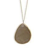 Sterling Silver 16 + 1 + 1 Inch Extension 14 Karat Gold Plated and Rutilated Quartz Necklace