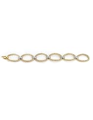 Sterling Silver & Cz 18k Yellow Gold Plated Link Bracelet