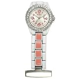 Henley Nurses Fob/Pocket Watch-38 Czech Crystals Pink