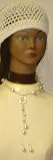 Hand Crocheted Ivory Color Rayon Cotton Gimp Skull Cap Offered in Combination with Multi Size Ivory...