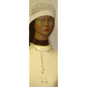 Hand Crocheted Ivory Color Rayon Cotton Gimp Skull Cap Offered in Combination with Multi Size Ivory...