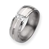 Titanium 8mm 0.30ct. Diamond Polished Band Ring - Size 8.5