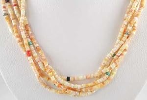 Southwestern Native American Handmade Spiny Oyster Five Strand Bead Necklace, #10104