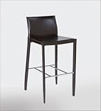 Euro Style 0-2362 Shen-C Leather Counter Stool Brown Leather/Chrome 2 Pack