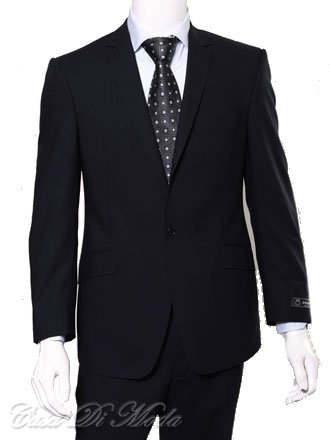 Chianti One Button Double vented Solid blue navy Wool Suit 34R - $850 MERINO WOOL SUIT with MONEY BACK GUARANTEE