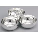 TRIPLE SILVER PLATED BOWLS WITH CRYSTAL CENTER BOWL