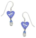 Dragonfly Drop Earrings Painted on Blue Heart by Sienna Sky 901