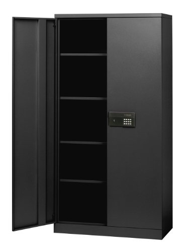 Sandusky Lee KDE7236-09 Black Steel Powder Coat SnapIt Storage Cabinet with Keyless Electronic Coded Lock, 72