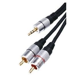 HQ 2 Metre 3.5mm to 2 x Phono Plugs Gold Metal Cable by Cable Mountain
